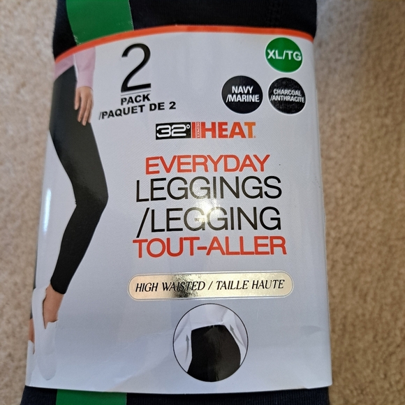 32° Degrees Heat Leggings 2 Pack Size XL Navy Blue Charcoal Grey Stretch - Picture 6 of 11